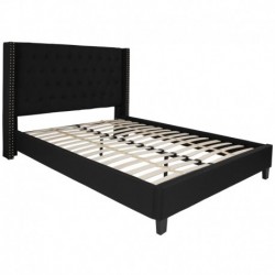 MFO Princeton Collection Queen Size Bed in Black Fabric