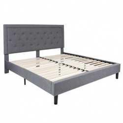 MFO Princeton Collection King Size Bed in Light Gray Fabric