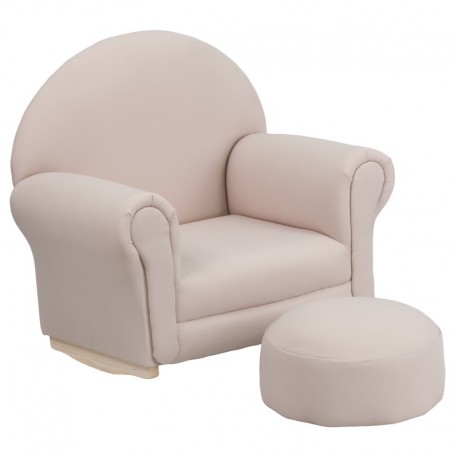 MFO Kids Beige Fabric Rocker Chair and Footrest