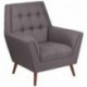 MFO Oxford Collection Contemporary Gray Fabric Tufted Arm Chair