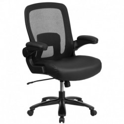 MFO Big & Tall 500 lb Rated Black Mesh/Leather Executive Ergonomic Office Chair, Adjustable Lumbar