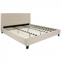 MFO Charlize Collection King Size Bed in Beige Fabric
