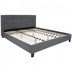 MFO Charlize Collection King Size Bed in Dark Gray Fabric