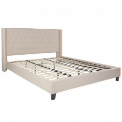 MFO Princeton Collection King Size Bed in Beige Fabric