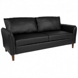 MFO Sir Collection Plush Pillow Back Sofa in Black Leather