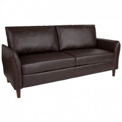 MFO Sir Collection Plush Pillow Back Sofa in Brown Leather