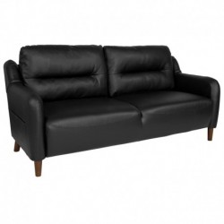 MFO Stanford Collection Bustle Back Sofa in Black Leather