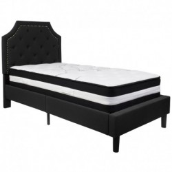 MFO Princeton Collection Twin Size Bed in Black Fabric with Pocket Spring Mattress