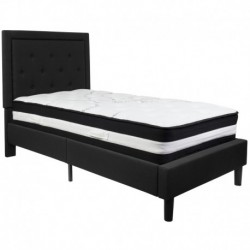 MFO Princeton Collection Twin Size Bed in Black Fabric with Pocket Spring Mattress