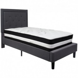 MFO Princeton Collection Twin Size Bed in Dark Gray Fabric with Pocket Spring Mattress