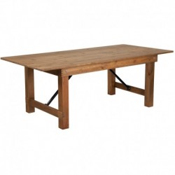 MFO Princeton Collection 7' x 40" Rectangular Antique Rustic Solid Pine Folding Farm Table