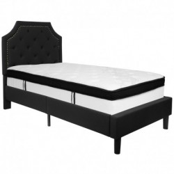 MFO Princeton Collection Twin Size Bed in Black Fabric with Memory Foam Mattress