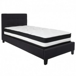 MFO Charlize Collection Twin Size Bed in Black Fabric with Pocket Spring Mattress