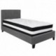 MFO Charlize Collection Twin Size Bed in Dark Gray Fabric with Pocket Spring Mattress