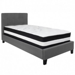 MFO Charlize Collection Twin Size Bed in Dark Gray Fabric with Pocket Spring Mattress