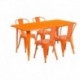 MFO 31.5'' x 63'' Rectangular Orange Metal Indoor-Outdoor Table Set with 4 Stack Chairs