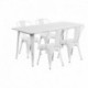 MFO 31.5'' x 63'' Rectangular White Metal Indoor-Outdoor Table Set with 4 Stack Chairs
