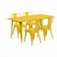 MFO 31.5'' x 63'' Rectangular Yellow Metal Indoor-Outdoor Table Set with 4 Stack Chairs