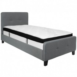 MFO Princeton Collection Twin Size Bed in Dark Gray Fabric with Memory Foam Mattress