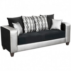 MFO Porter Collection Black Velvet Sofa with Black & Shimmer Steel Frame