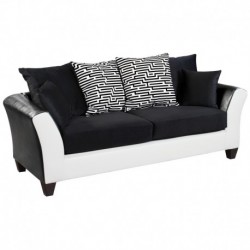 MFO Porter Collection Black Velvet Sofa with Black & White Frame