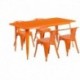MFO 31.5'' x 63'' Rectangular Orange Metal Indoor-Outdoor Table Set with 4 Arm Chairs