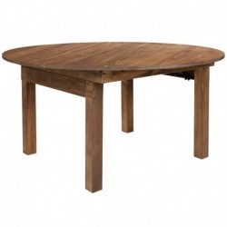 MFO Princeton Collection 60" Round Antique Rustic Solid Pine Folding Farm Dining Table