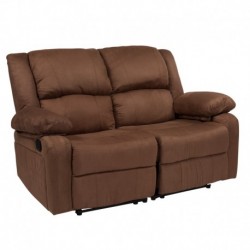 MFO Oxford Collection Chocolate Brown Microfiber Loveseat with Two Built-In Recliners