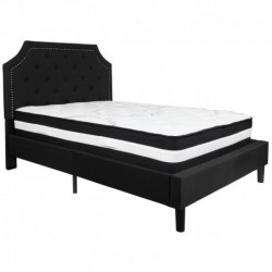 MFO Princeton Collection Full Size Bed in Black Fabric with Pocket Spring Mattress