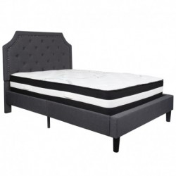 MFO Princeton Collection Full Size Bed in Dark Gray Fabric with Pocket Spring Mattress