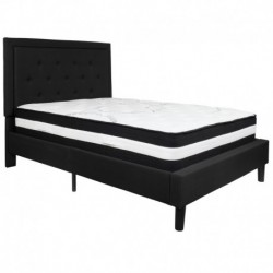 MFO Princeton Collection Full Size Bed in Black Fabric with Pocket Spring Mattress