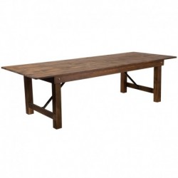 MFO Princeton Collection 9' x 40" Rectangular Antique Rustic Solid Pine Folding Farm Table