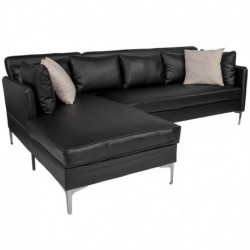 MFO Aguila Collection Accent Pillow Back Sectional with Left Side Facing Chaise in Black Leather