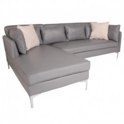 MFO Aguila Collection Accent Pillow Back Sectional with Left Side Facing Chaise in Gray Leather