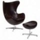 MFO Brown Leather Egg Chair with Tilt-Lock Mechanism and Ottoman