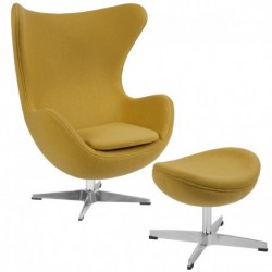 MFO Citron Wool Fabric Egg Chair with Tilt-Lock Mechanism and Ottoman