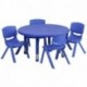 MFO 33'' Round Adjustable Blue Plastic Activity Table Set with 4 School Stack Chairs